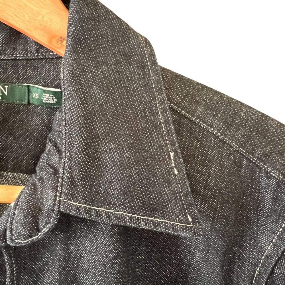 Lauren Ralph Lauren Denim Lace-Up Tunic Shirt XS 100% Cotton Long Sleeve… - Picture 6 of 16